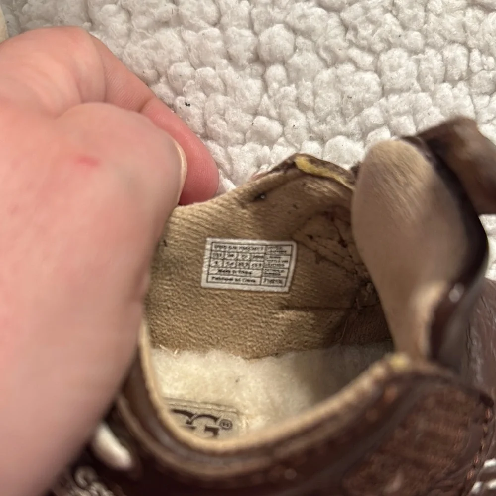 UGG Brown Moccasin Baby Shoes with Velcro Closure